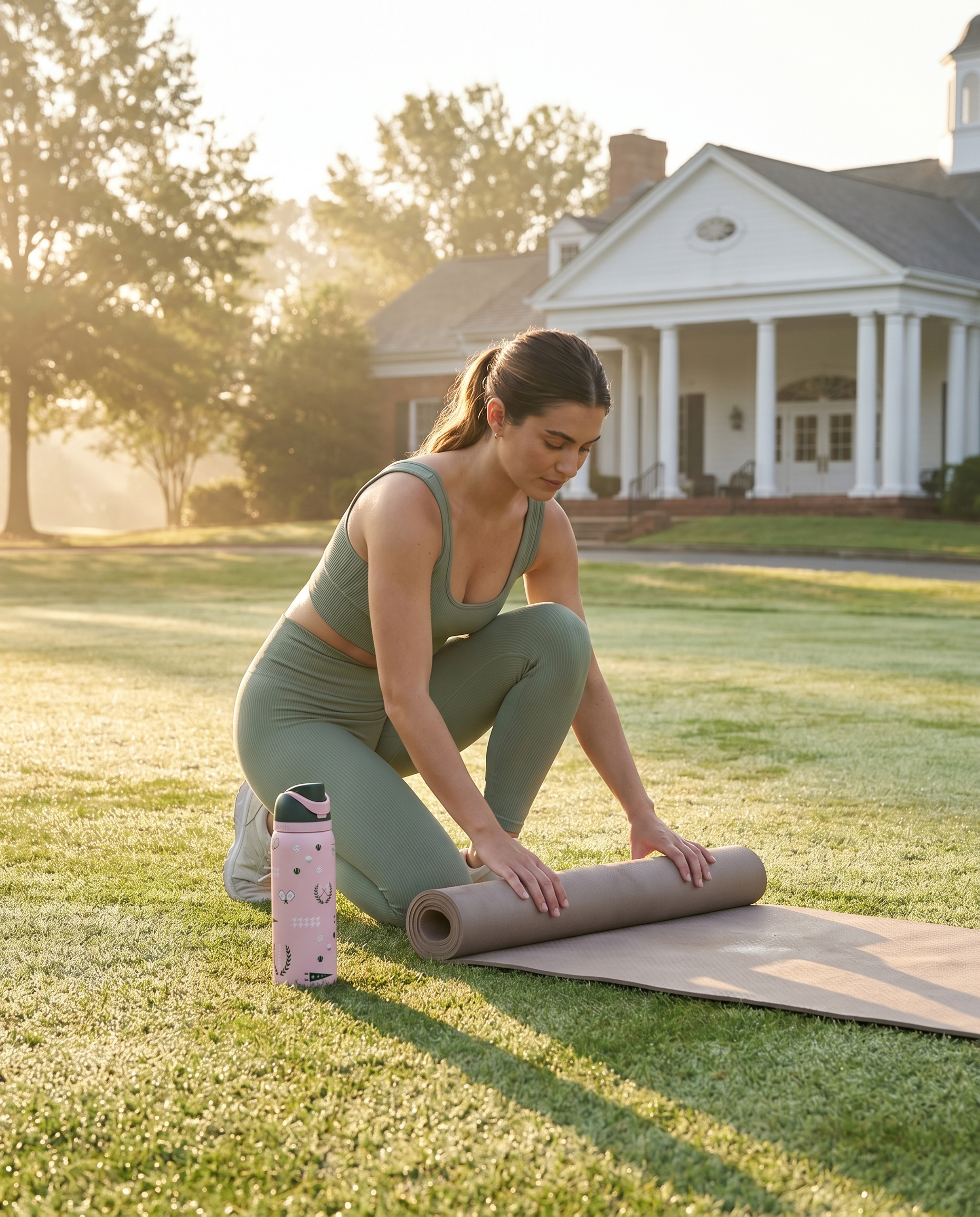 Weekender yoga on country club lawn