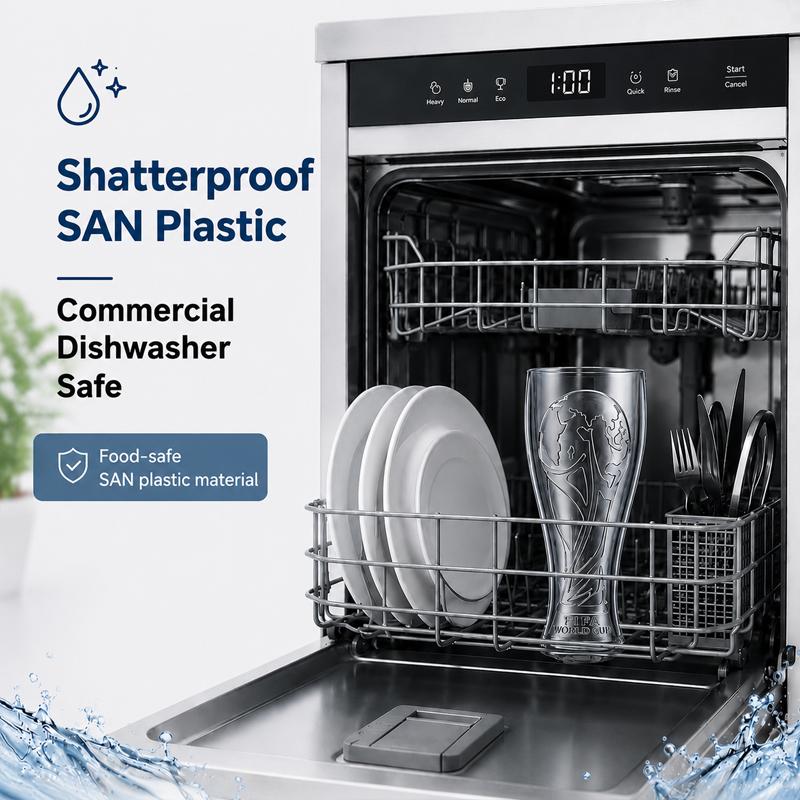 Shatterproof SAN plastic — commercial dishwasher safe