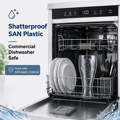 Shatterproof SAN plastic — commercial dishwasher safe