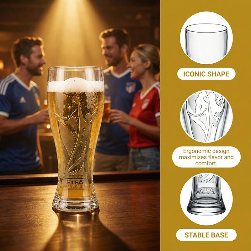 Iconic pilsner shape with ergonomic design and stable base