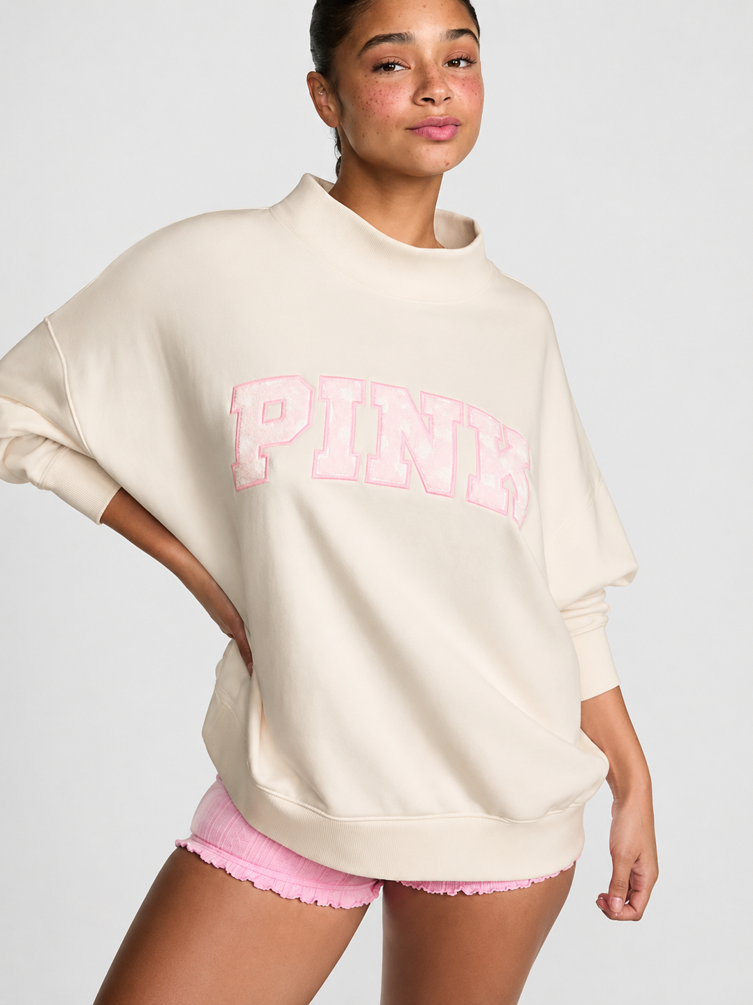 PINK Campus Fleece Mock-Neck Sweatshirt