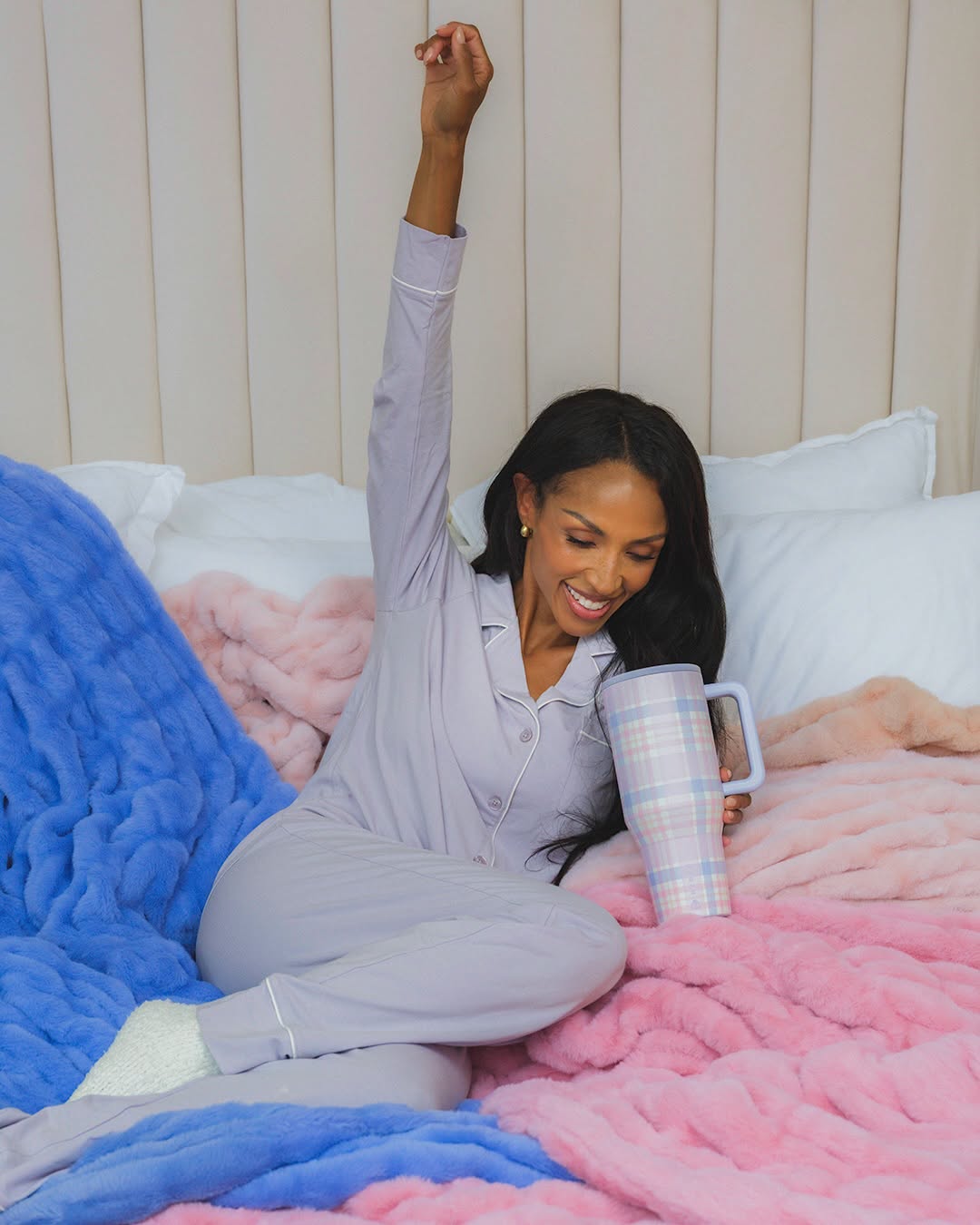 Slumber Party Traveler 40oz — Lavender pajamas lifestyle