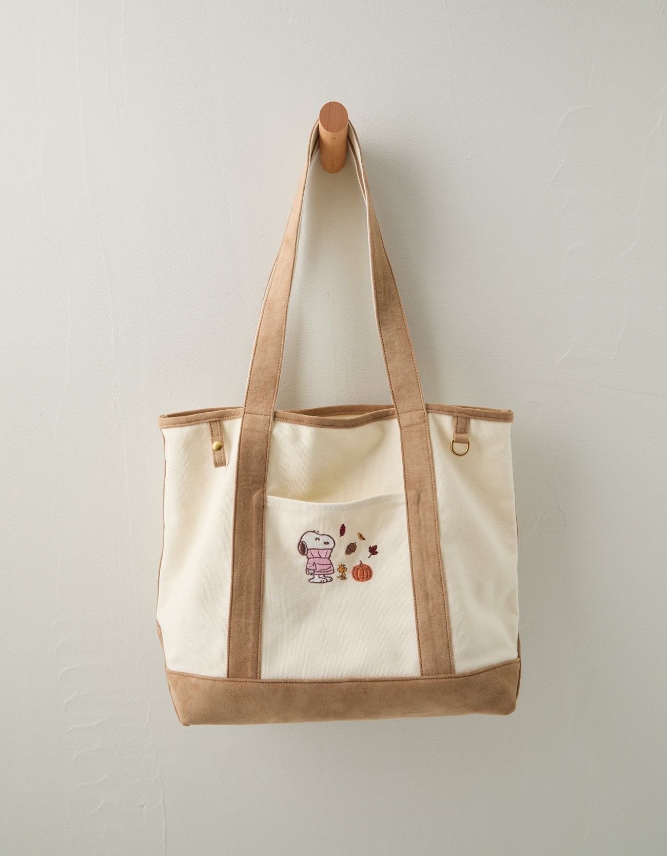 Snoopy Tote — Tan Suede front