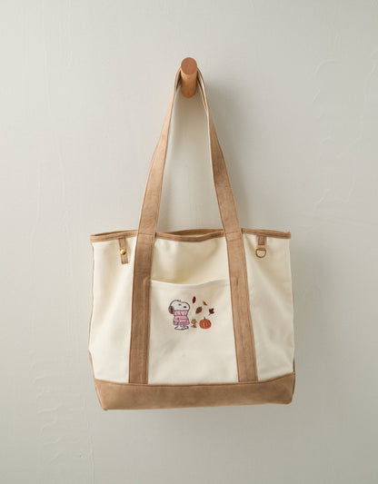 Snoopy Tote — Tan Suede front
